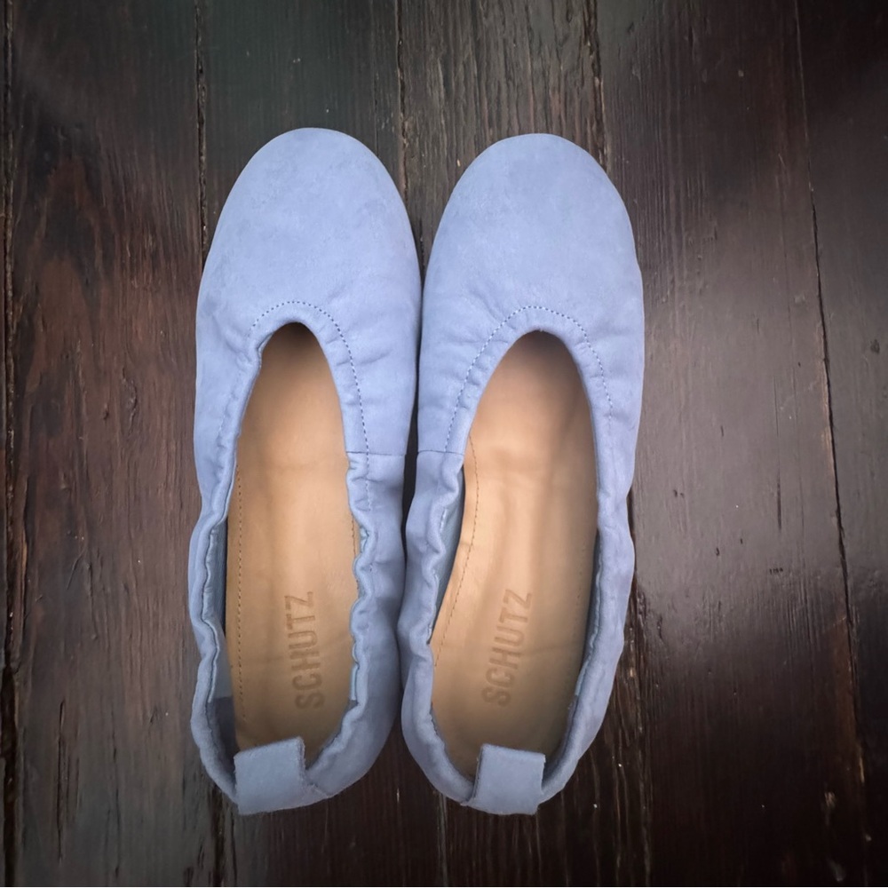 Schutz light blue suede flats Worn once